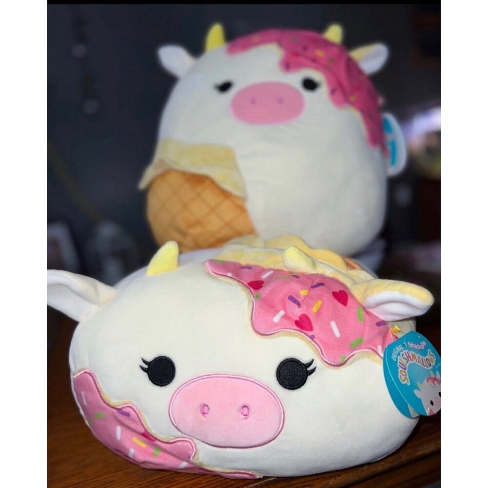 Squishmallows Valentines Ice cream cow bundle of 2